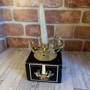 Crystal Temptations 24K Gold Plated Candlestick Holder Swarovski Crystal NIB